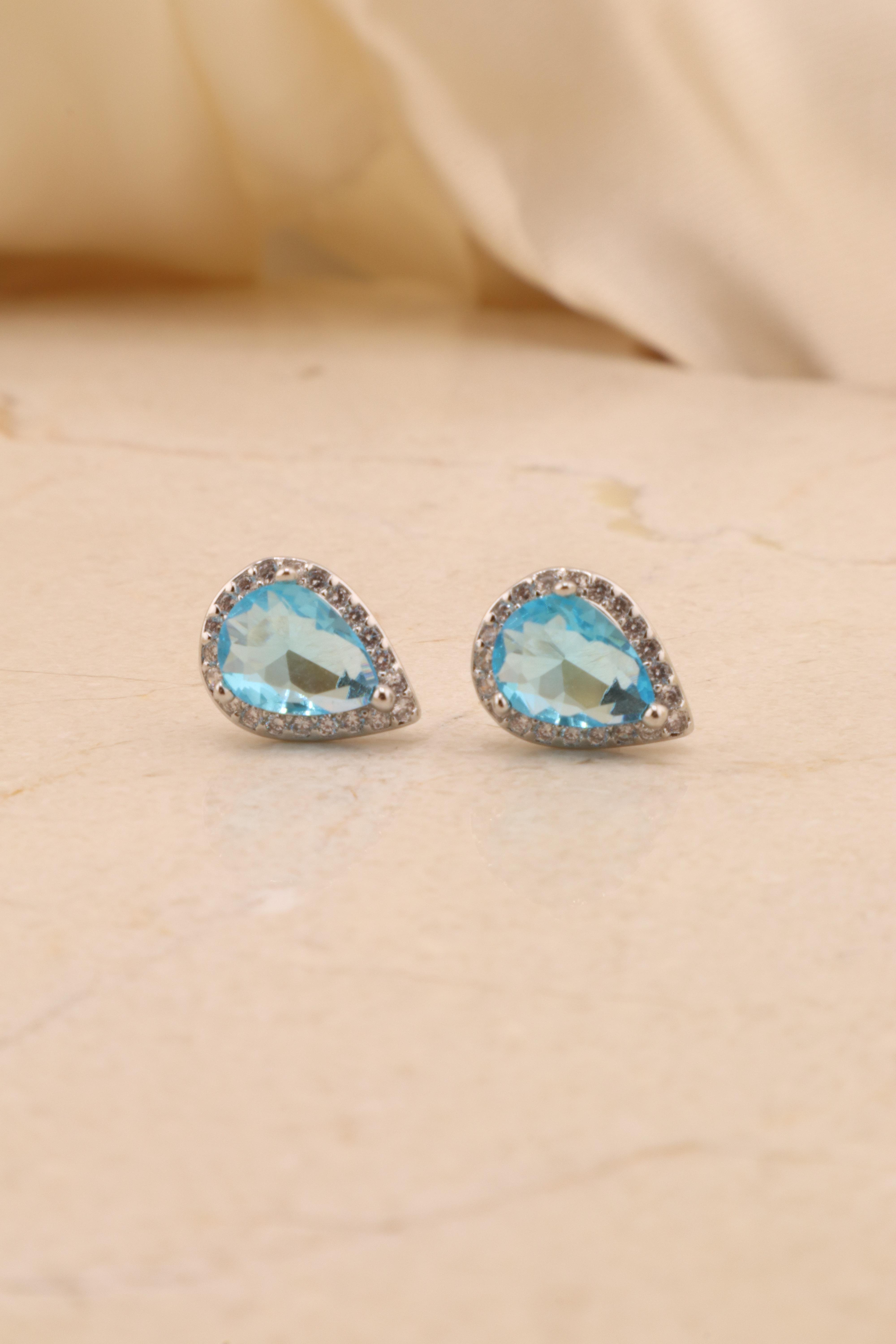 BRINCO RÓDIO GOTA AZUL TURQUESA