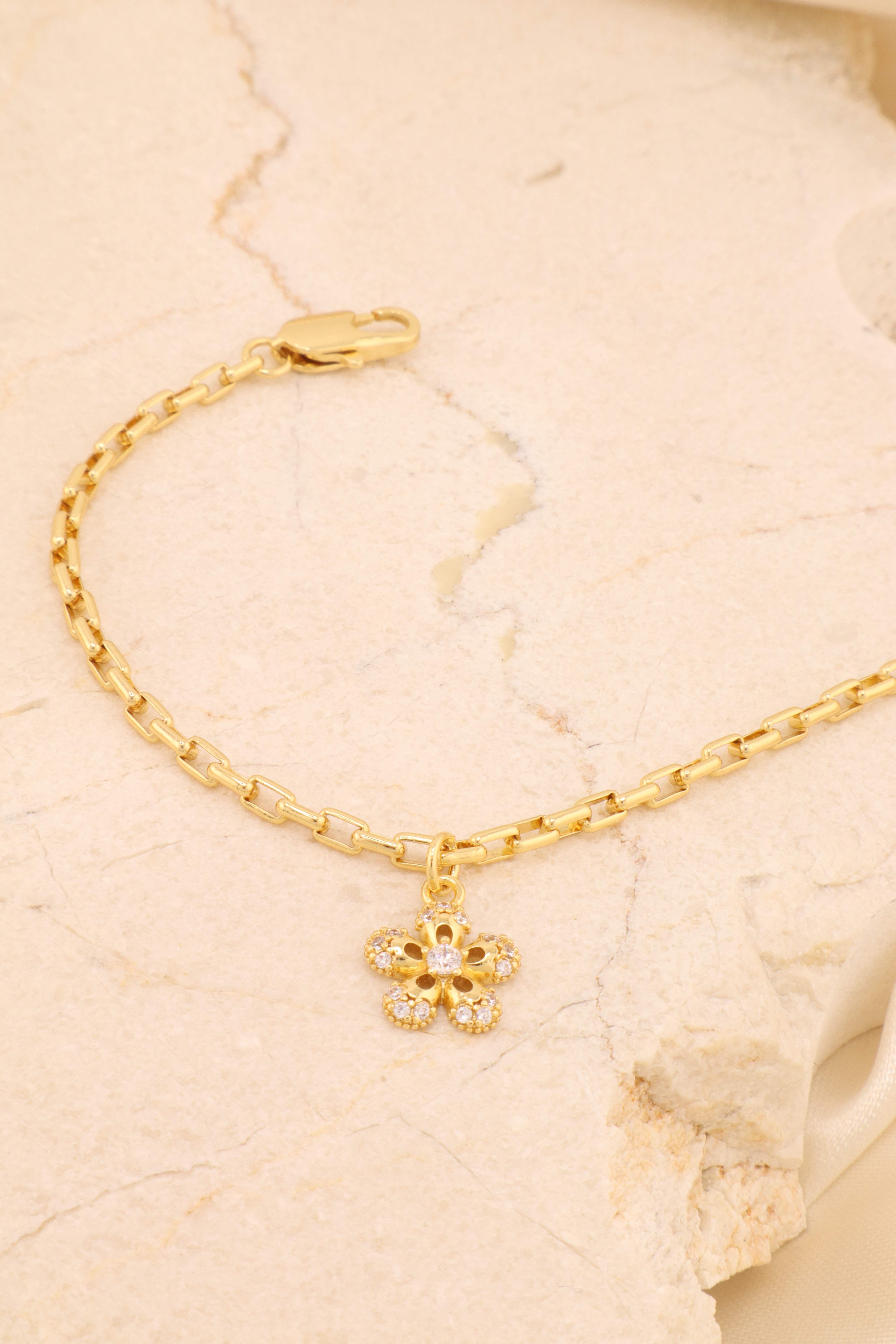 PULSEIRA ELO CARTIER PINGENTE FLORZINHA ZIRC
