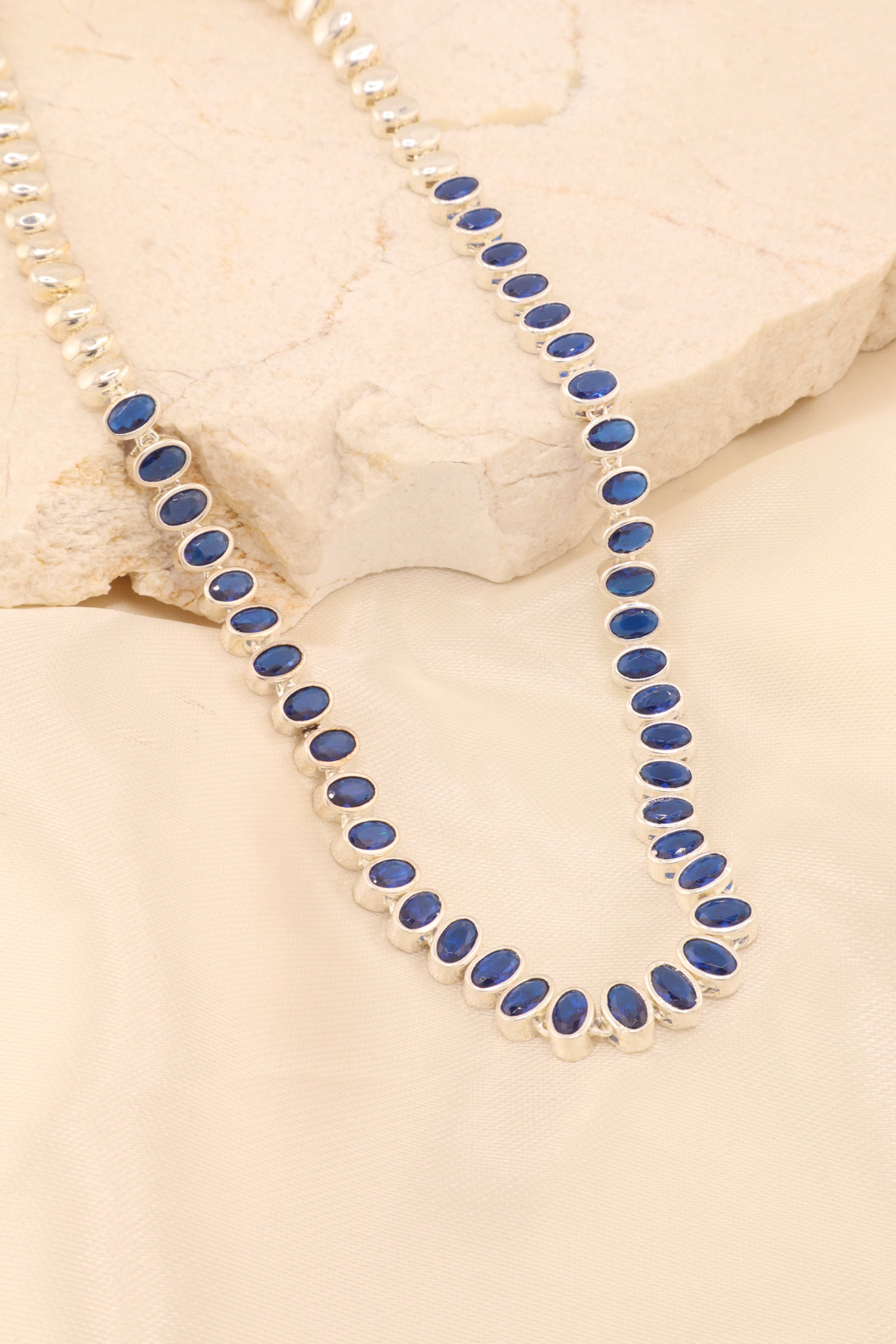 COLAR RIVIERA AZUL BANHO PRATA