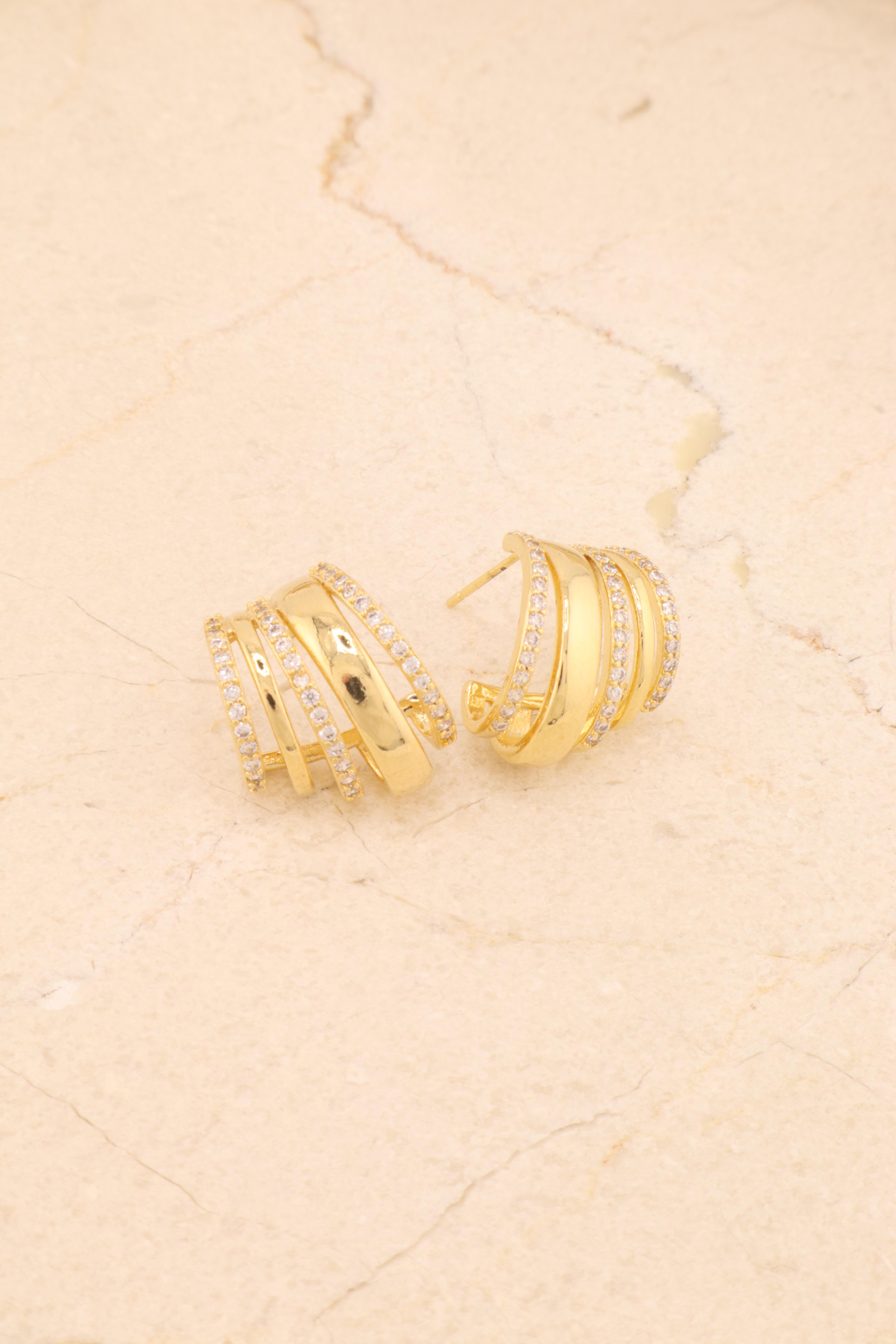 BRINCO EAR CUFF ELOS LISOS E CRAVEJADOS