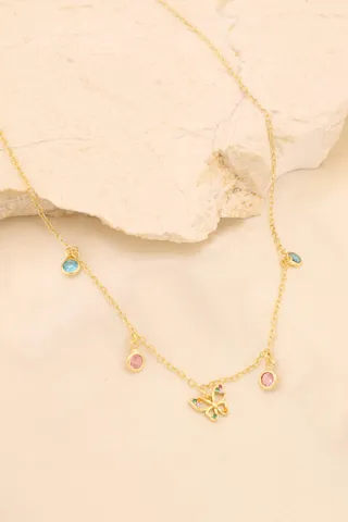 CHOKER ESFERAS E BORBOLETA