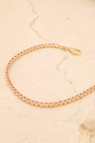 PULSEIRA RIVIERA ZIRCÔNIAS 2,5MM ROSA CLARO