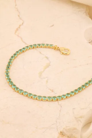 PULSEIRA RIVIERA ZIRCÔNIAS 3MM VERDE CLARO