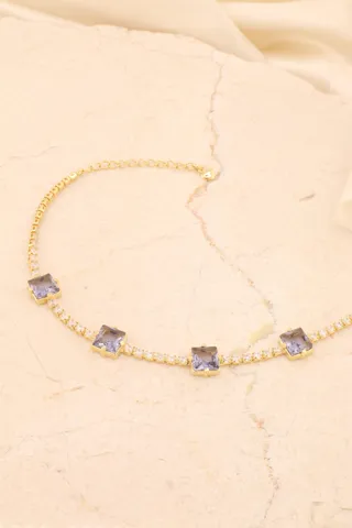 PULSEIRA RIVIERA BRANCA COM PEDRAS ROXAS