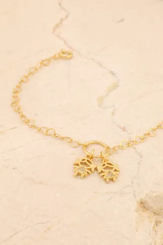 PULSEIRA ELO CORAÇÃO PINGENTE 2 MENINAS