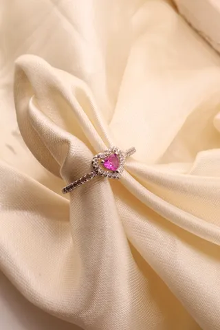 ANEL SOLITÁRIO RÓDIO CORAÇÃO ROSA