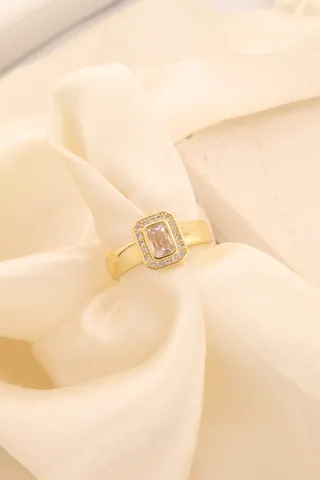 ANEL LISO COM ZIRC RETANGULAR